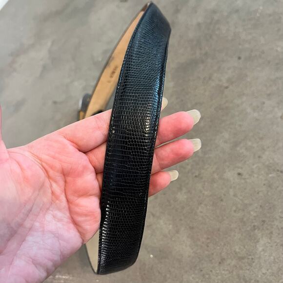 Vintage Brighton Black Leather Belt Silver Heart charm Buckle western Med RARE - Picture 4 of 8